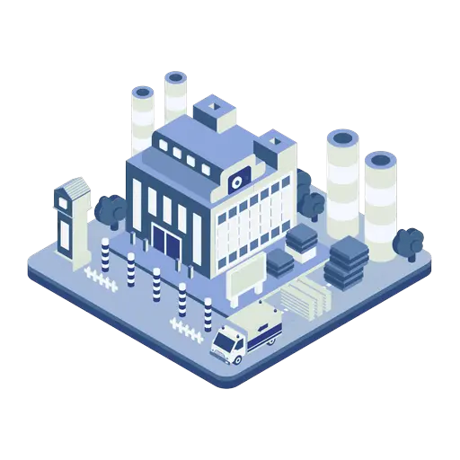 Illustration isométrique d'une zone industrielle